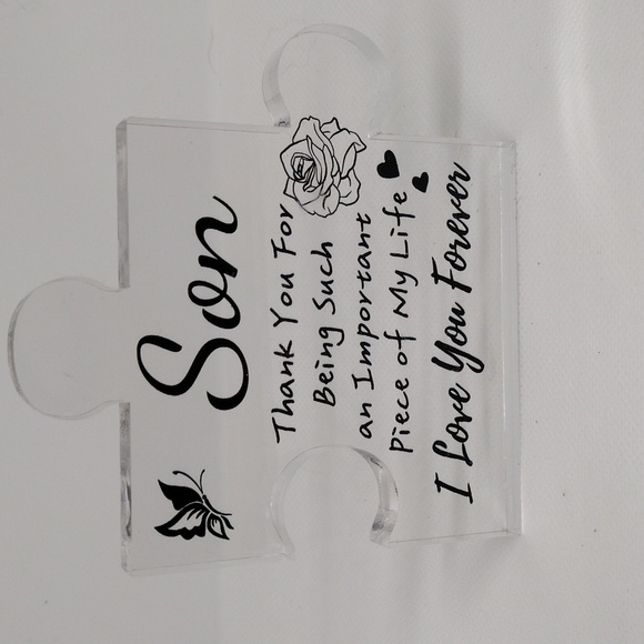 None Other - Clear Acrylic Puzzle Piece with Sentimental Message